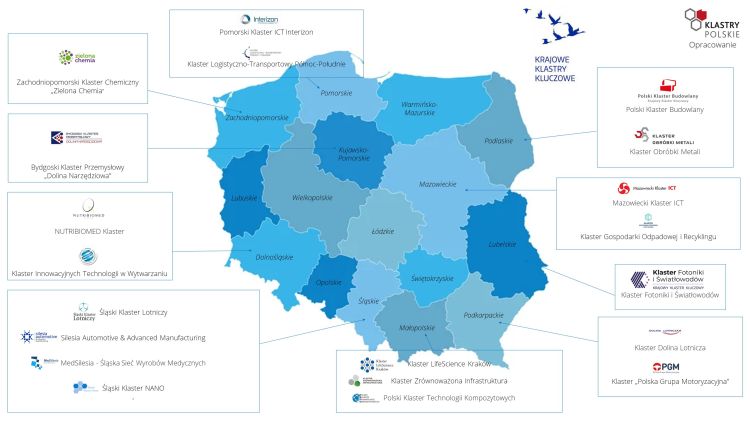 mapa prezentująca położenie klastrowiczów